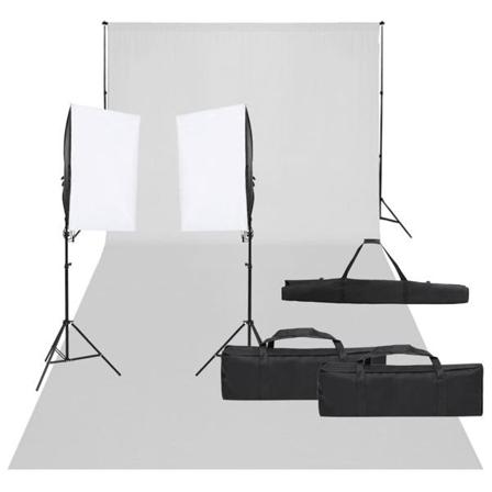 Vidaxl Fotostudio Med Lampor Och Bakgrund Svart