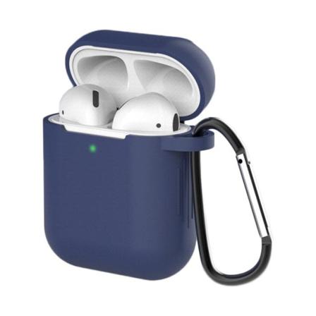 Airpods 1/2 Skal Silikon Med Karbinhake - Blå Blå