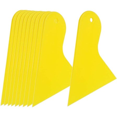 Plastikskraber, til fjernelse af klistermærker, plastikspreder, til påføring af fyldstoffer, spartelmasser, zes, fugemasser og maling (10 stk. gul)