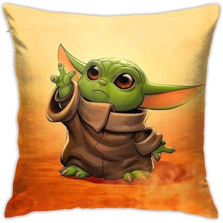 Mode och hållbart Bab-y Yoda Örngott 18'' X 18'' Kuddfodral Dubbelsidigt dekorativt fyrkantigt örngott för soffa, 4