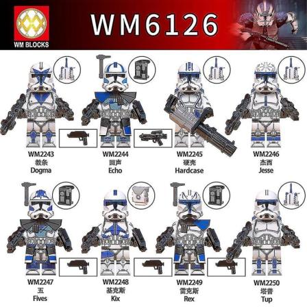 8 kpl Legion Clone Trooper Army Set Mini Kapteeni Rex Jesse ja Echo Tähtikapteeni Rex 501. kloonitrooppien joukko (FMY)