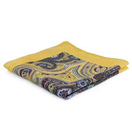 Pañuelo de bolsillo de cachemira en amarillo intenso para hombres - Pañuelos de bolsillo estampados