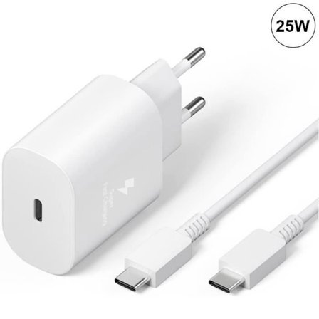 Hurtigoplader - E.F.CONNECTION - 25W - med 1M USB-C kabel - til iPhone 17 Pro Max, 17 Pro, 17, iPhone 16, 16 Pro, 15 Pro - Hvid