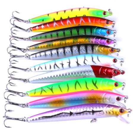 10st/ Set 9,5 Cm Färgglad Fishhook Minnow Fish Lure Lax Bass