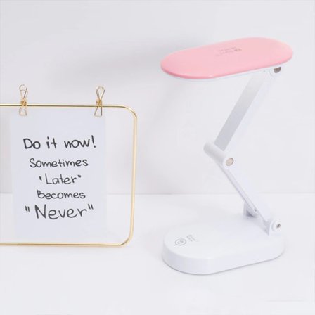 Pink LED Foldbar Bordlampe med Dobbelt Dæmpningstilstand og Tre Farver
