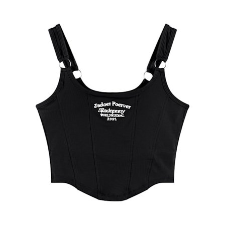 Korte Tank Tops Topp Spenne Vest SVART