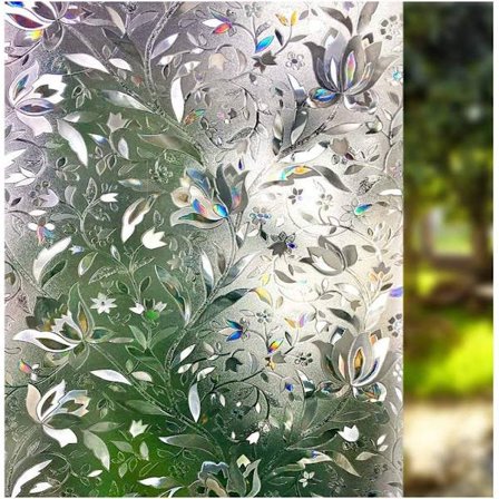 3D fönsterfilm elektrostatisk film integritetsskydd anti-UV dekorativ fönsterfilm anti-peep tulpanblommönster (44,5x200cm)