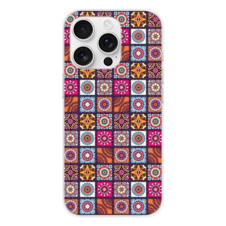 Tryckt silikonfodral som är kompatibelt med Apple iPhone 16 Pro Patchwork Mandala