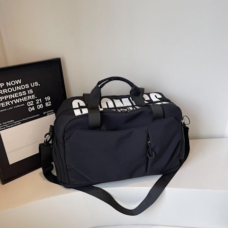 Sports Gym Taske I Vintage Stil Med Separat Våd Lomme, Til Weekendture (Sort)