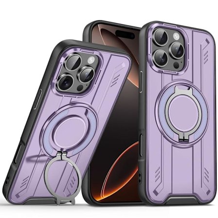 iPhone 16 Pro Max Skal med Rotating Ring Holder och Magnetisk MagSafe Fäste