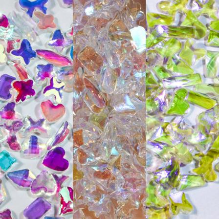 3D-kynsien koriste Aurora-timantti monimuotoinen sekoitettu kynsikristalli