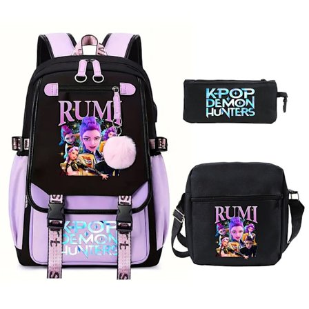 K-Pop Demon Hunters Anime Skolesekk Søt Tegneserieveske for Studenter