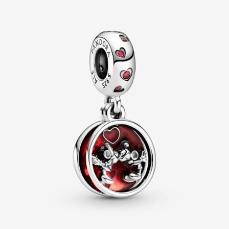 Charm Riipus - PANDORA - Rakkaus Mickey Mouse - Sterling Hopea - Punainen Magenta - Naisille
