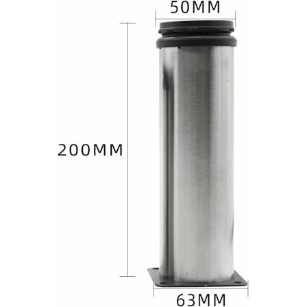 4 stk justerbare møbelben, metallhøyde justerbart bordben, kjøkkenskapføtter, møbelben skaphyller bord rustfritt stål - 50*200 mm