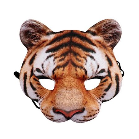 Eva Halloween Tiger Halv Ansiktsmask Cosplay Maskeradfest Realistisk Look