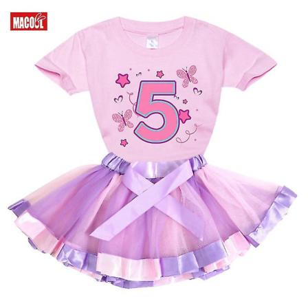 Baby Girl Fødselsdagskjole Regnbue Multicolor Børnekjoler Til Piger 3 4 5 6 År Børn Pige Sommer Nummer 0-9 Tegneserie Tøj.90cm.girls sæt kjole3
