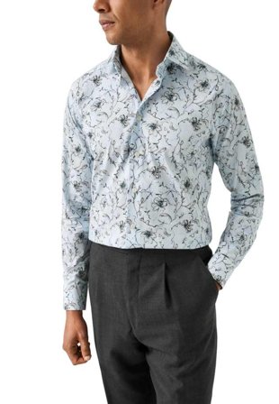 Eton Blommig Skjorta I Signature Twill Slim Fit Skjortor Herr Blå 42