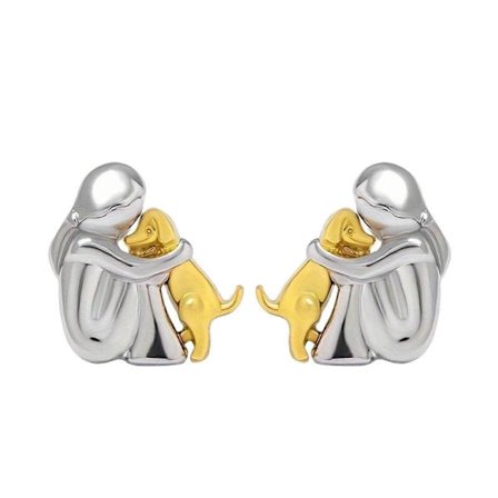 Halskæde/øreringe med vedhæng af sød pige og hund, symbol på uskyldig venskab, håndlavet smykke, gave til dyreelskere -FD-