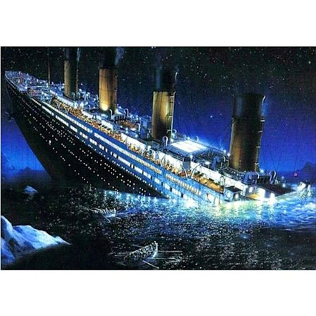 Gør-det-selv 5D diamantmaleri efter numre Kits Fuld rund bor Rhinestone Billedkunst Håndværk Hjem vægdekoration Titanic 30x40cm,