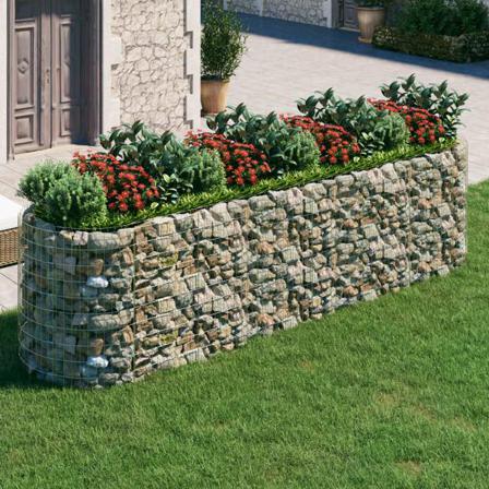 Vidaxl Planteringsgabion Galvaniserat Järn 400x100x100 Cm Silver