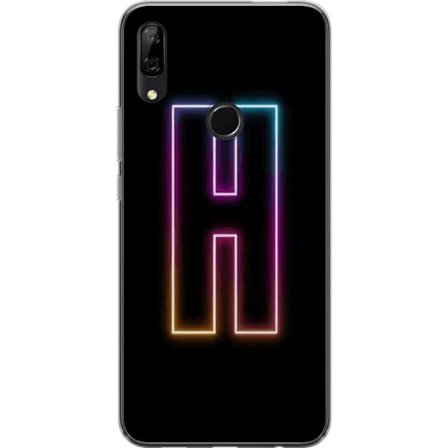 Yhteensopiva Puhelinkuori Huawei Huawei P Smart Z Minimalistinen neonkirjain H väriä vaihtavassa valossa mustaa taustaa vasten modernilla typografis