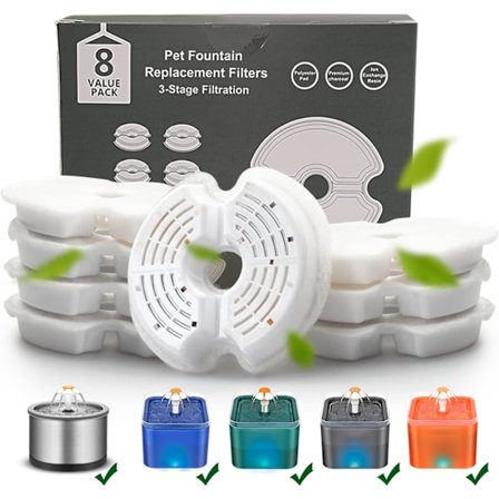 Katte Vandfontænefilter, Flere Filtreringspatroner til Dyrefontæner, 8 eller 12 Pakker Bomuld Aktivt Kul Kattefontænefilter (Fil