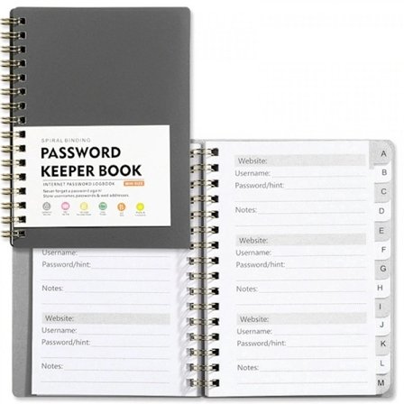 Adgangskodebog - Alfabetisk adgangskodebog - Adgangskodeorganisator - A6