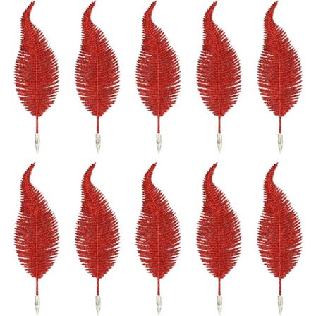 Set med 10 konstgjorda julstjärnor - Glitter Phoenix-blad - Julgransdekorationer