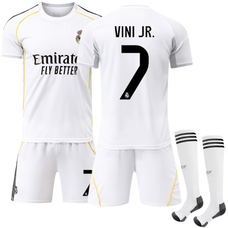 2025-2026 Real Madrid Hjemme Børne Voksen Fodboldtrøje Vinicius Nr. 7 VINI JR