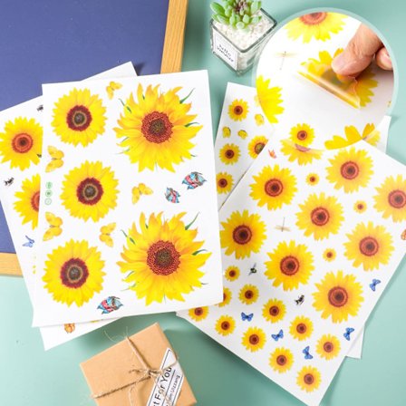 Solsikkeklistermærke - Solsikkevægklistermærke - Vandtæt klistermærke - Soveværelse Stue Badeværelsesindretning