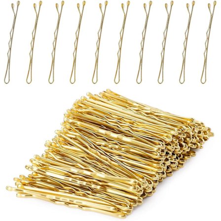 100 hårspenner, hårnåler og hårtilbehør for hårstyling og sminke (gull).