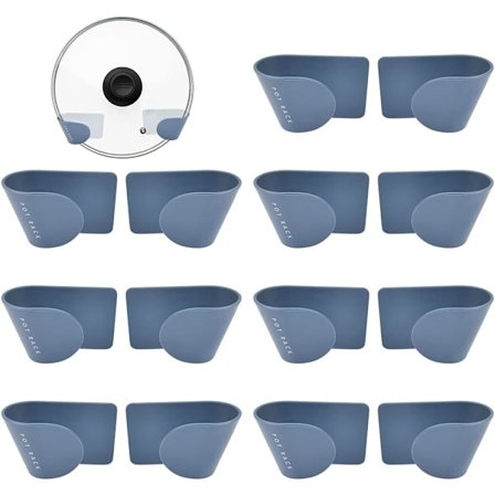 16 stk. Pottelids Holder Lids Holder Væghængt Selvklæbende Beslag Sæt til Pottelids Pander Lids Pottelids Holder Væghængt Beslag til Køkken (Blå)