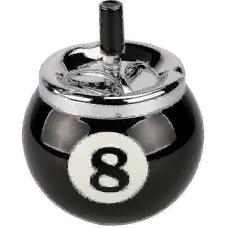 Biljardipallo-tuhkakuppi metallia numerolla 8 sisä- ja ulkokäyttöön (musta) -zysd