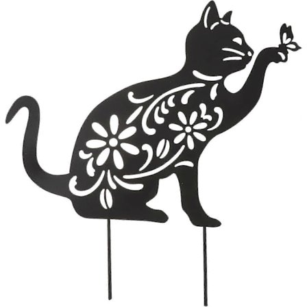 Silhouette Kissa Koriste, Kissa Koristeelliset Puutarhatikut Ulkopatsaat, Ontto Musta Kissa Siluetti Tikku Pihakoristeeseen ja Nurmikon Koristeisiin