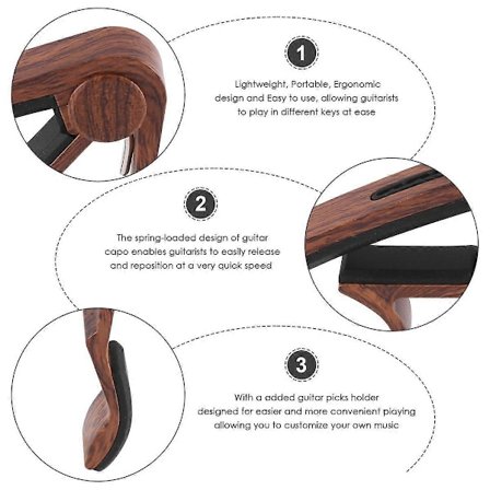 Gitarrkapo med plektrumhållare och 4 gitarrplektrum för akustisk elgitarr ukulele mandolin banjo