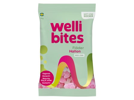 Wellibites Hyllebær og Bringebær, 70 g