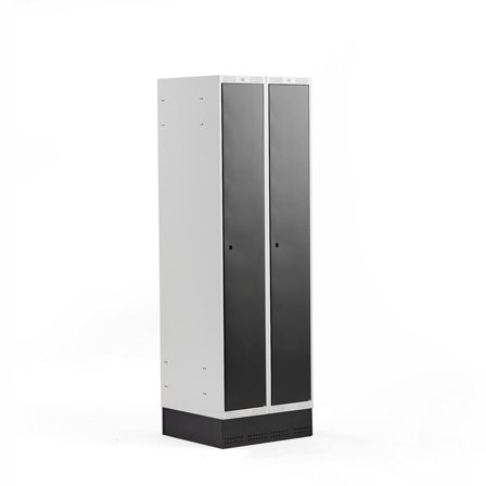 Clothes locker CLASSIC, skirting base, 2 modules, 1890x600x550mm, black
