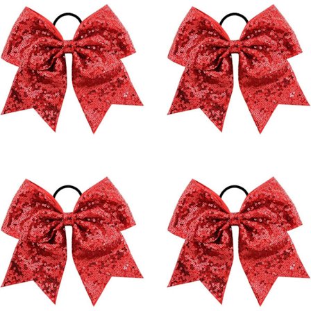 4 stk. Cheer Sløyfer Jumbo Cheerleading Sløyfer Store Hårsløyfer Med Elastisk Hestehale