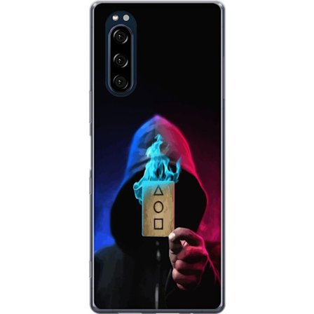 Kompatibelt Mobildeksel til Sony Sony Xperia 5 Squid Game Netflix plakat koreansk overlevelsesdrama serie maskehettehjelmkort retro fanart design tryk