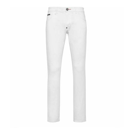 Philipp Plein Super Straight Cut Original Stone Washed Stretch vit, Herr Jeans, Herr, Storlek: W31