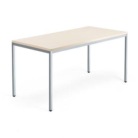 Tisch MODULUS, 1600x800 mm, Gestell silber, Birke