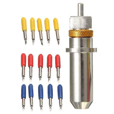 15 stk Vinylskærer Karbidblade med Bladholder - 30/45/60 Grader til Cameo 3 Vinyl