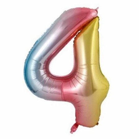 Stor siffer ballong flerfarget regnbue bursdagsfest 102cm 4