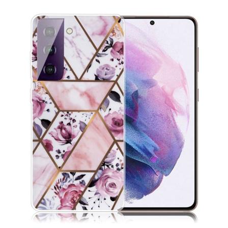 Marble Samsung Galaxy S21 FE Suojakotelo - Elegant Roses Tile Multicolor