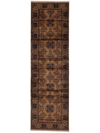 Handgeknüpft Kunduz 91X303 Wollteppich Schwarz/Braun Klein