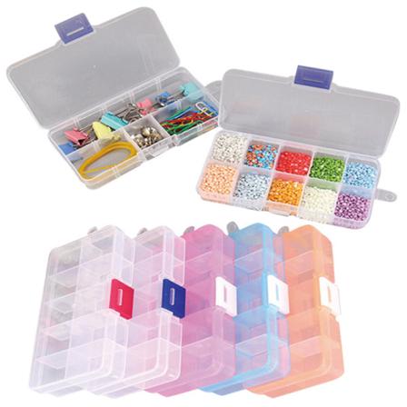 Plast 10 Fack Justerbar Smycken Förvaringslåda Case Craft Orga White