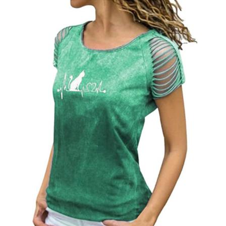 Kortärmad T-shirt Dam Med Rund Hals