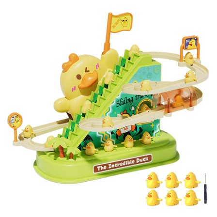 Söta ankor rutschbana leksaker med 6/12/18 Ducks Lights Musik Tidiga pedagogiska leksaker för pojkar Flicka Barn