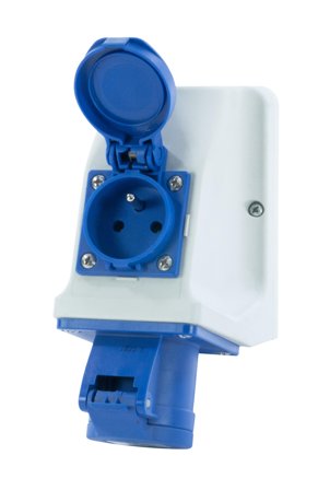 Garo UI 216-6 S+RU/UIFF Stikkontakt IP44, 3-polet, 16 A Fransk schuko, blå, 6 h, Stikkontakter & kabler