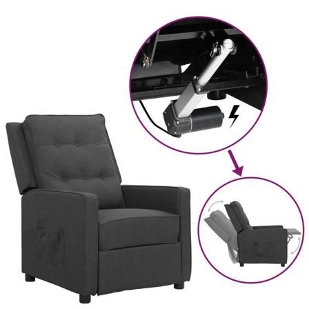 Vidaxl Reclinerfåtölj Med Uppresningshjälp Mörkgrå Tyg Grå